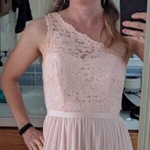 David's Bridal Petal Pink Bridesmaid dress - one shoulder